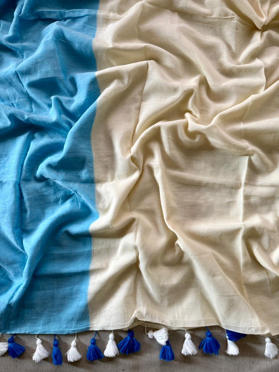 Pure Sky Mulmul Cotton Saree Trendy Ethnic Wear