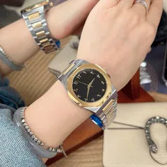 Two-Tone Black Dial Watch