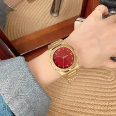 Gold Red Dial Watch