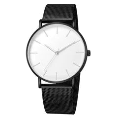 Black Mesh White Dial Quartz Watch – White dial