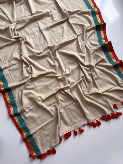 Classic Chiku Mulmul Cotton Saree Soft Ethnic Collection