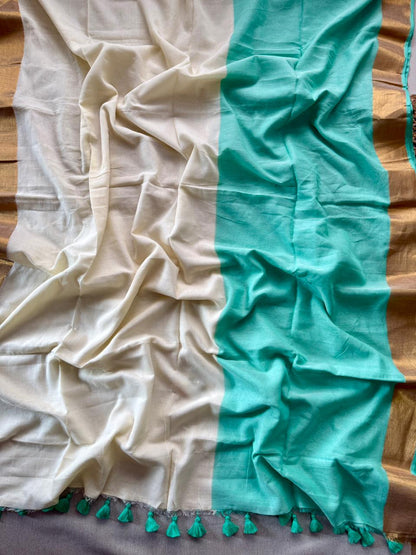 Stylish C Green Mulmul Cotton Saree Comfortable Casual Outfit