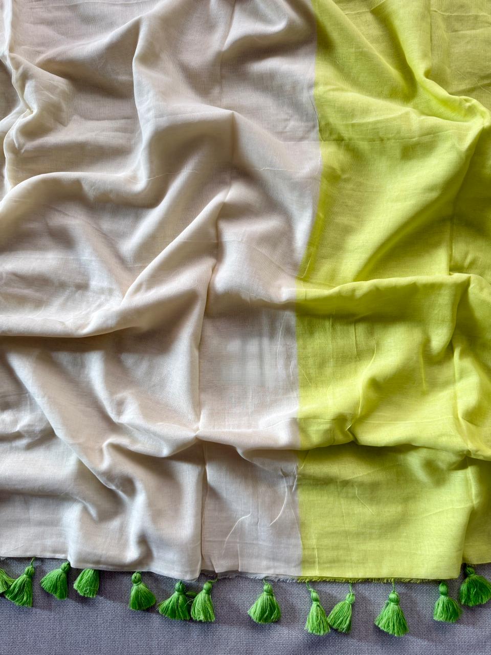 Elegant Neon Mulmul Cotton Saree Soft Breathable Fabric