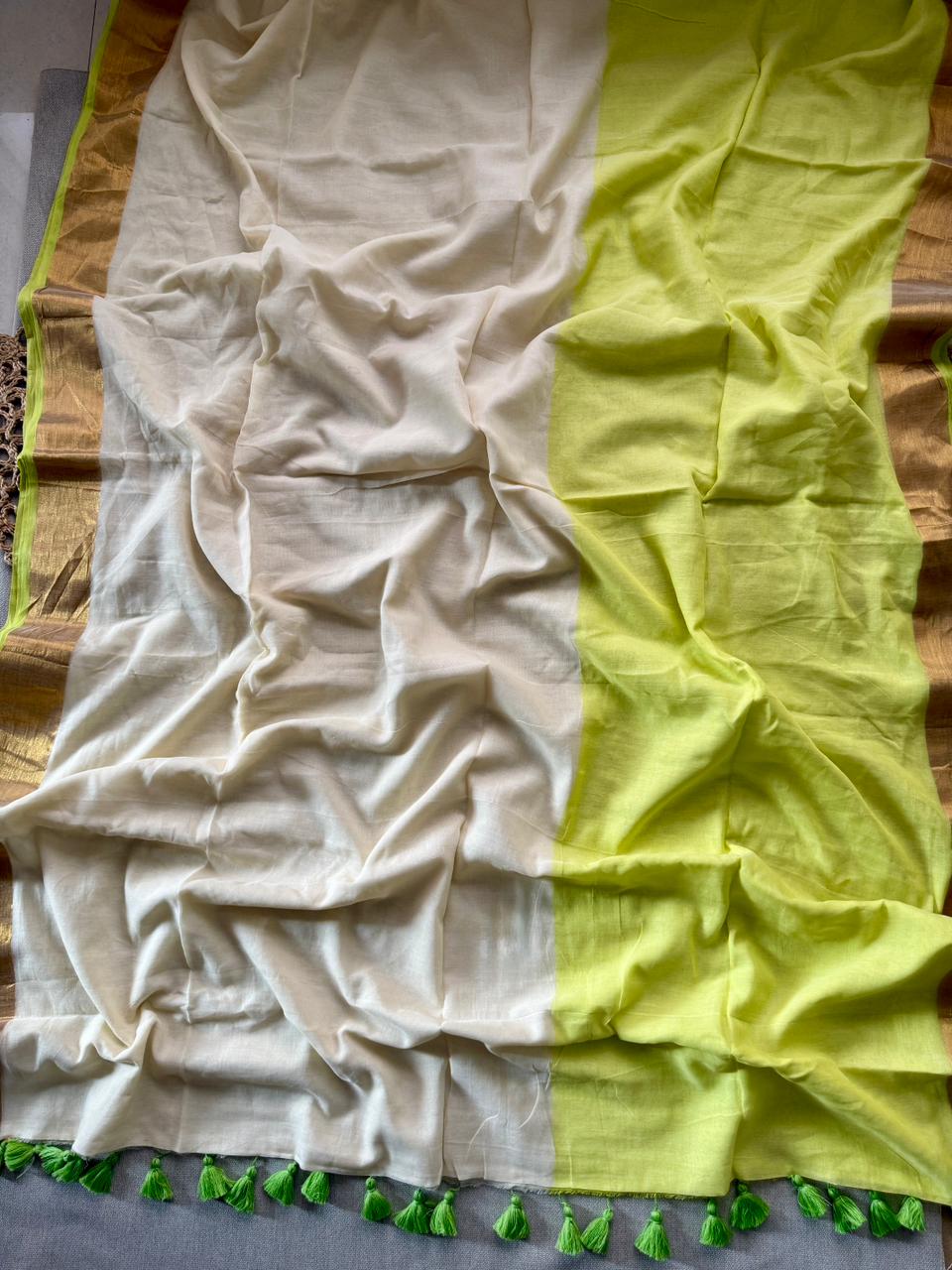 Elegant Neon Mulmul Cotton Saree Soft Breathable Fabric