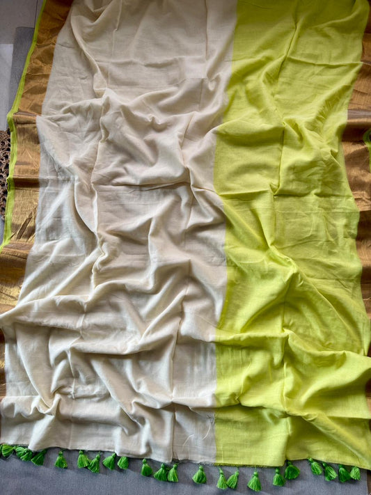 Elegant Neon Mulmul Cotton Saree Soft Breathable Fabric