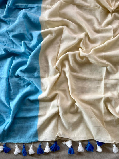 Pure Sky Mulmul Cotton Saree Trendy Ethnic Wear