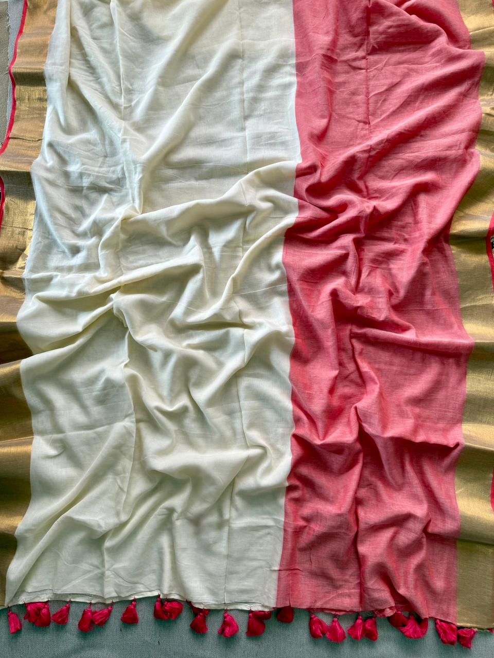 Designer Gajri Mulmul Cotton Saree Lightweight Daily Style