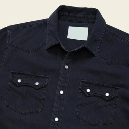 100% Cotton Casual Vintage Stonewash Eco-Friendly Regular Fit Versatile Style Snap Button Denim Shirts
