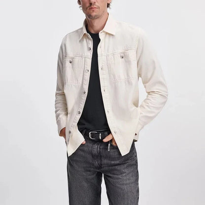 Vintage Casual Eco-Friendly Regular Fit Metal Buttons Turn-Down Collar Denim Workwear Shirt
