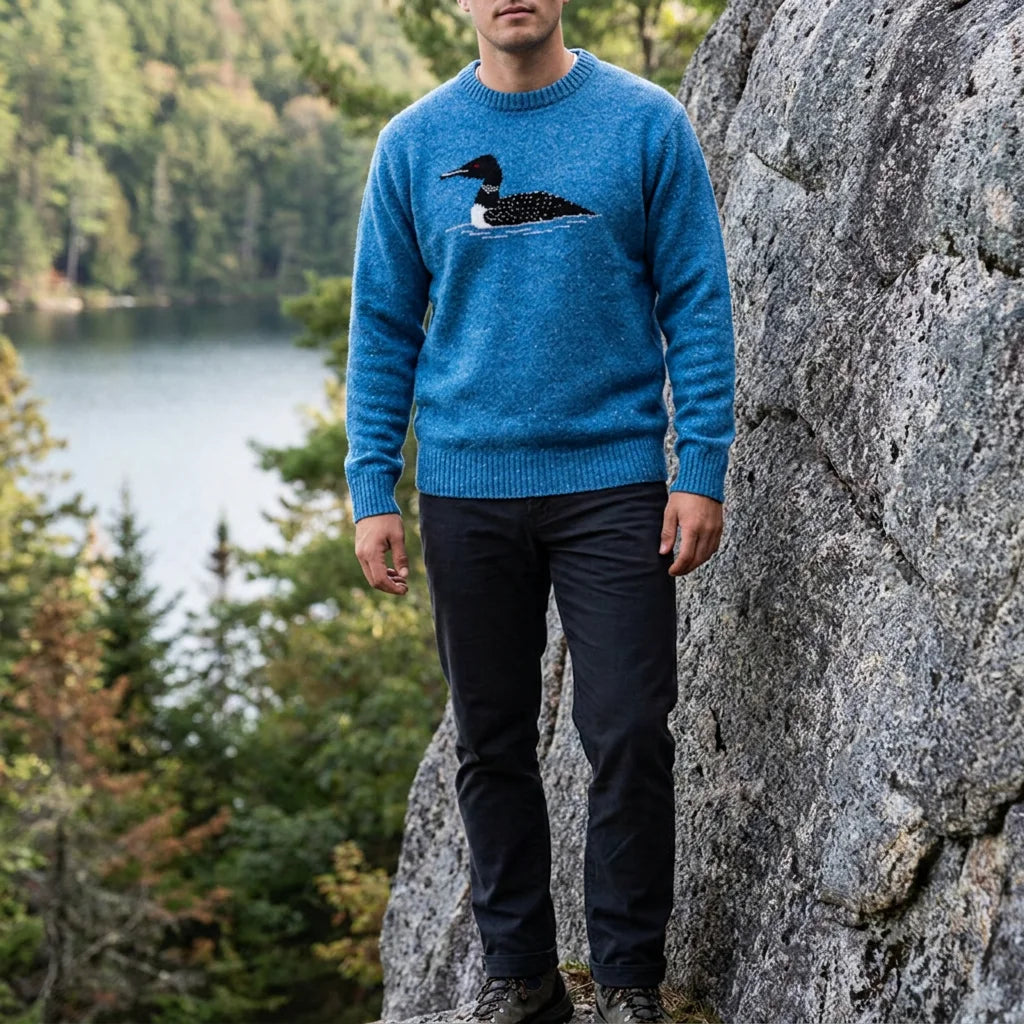 Embroidered Logo Knitted Men's Cotton Pullover Sweater With Breathable Design Full Sleeve