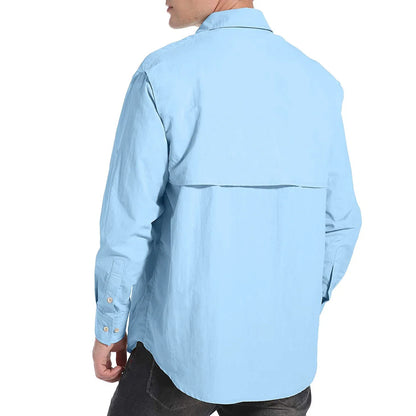 Men's Outdoor Fishing Shirt Long Sleeve Hiking Tops UPF 50+ Sun Protection Shirt Quick Dry Lightweight Shirt With Pockets