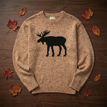 Wholesale Casual 100% Cotton Animal Print Breathable Pullover Sweater for Men Winter