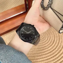 Black Steel Silver-Hand Watch