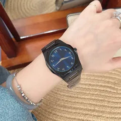 Black Steel Blue Dial Watch