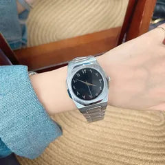 Silver Black Dial Watch