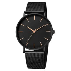 Silver Mesh Minimal Quartz Watch – Minimal round dial