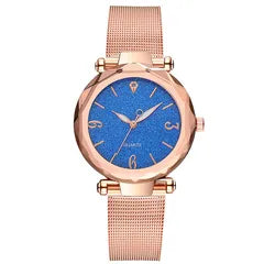 Rose Gold Blue Dial Fashion Watch