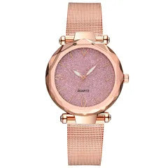 Rose Gold Pink Dial Fashion Watch